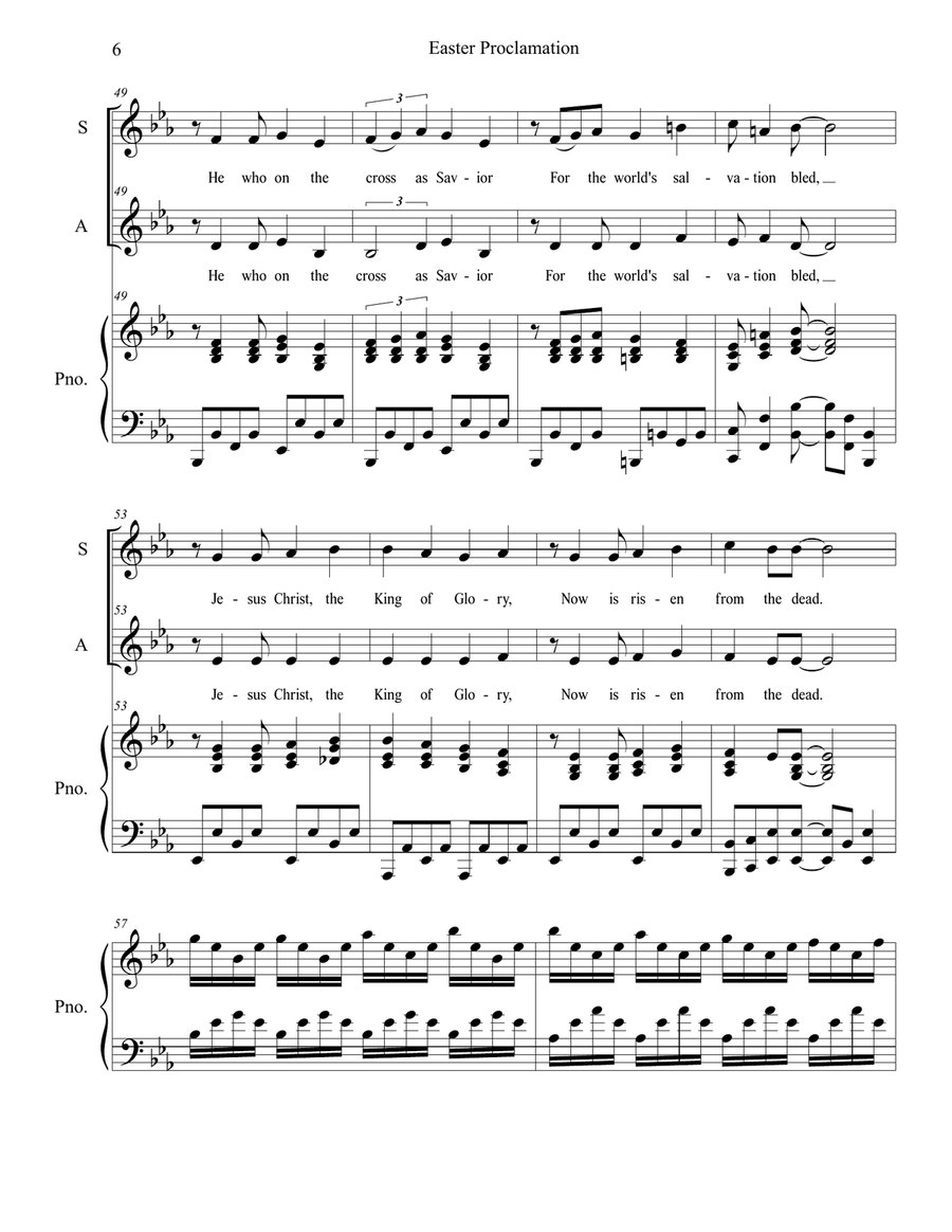 Easter Proclamation (The Risen Christ) (2-part choir - (SA) SA scores gallery preview page 6