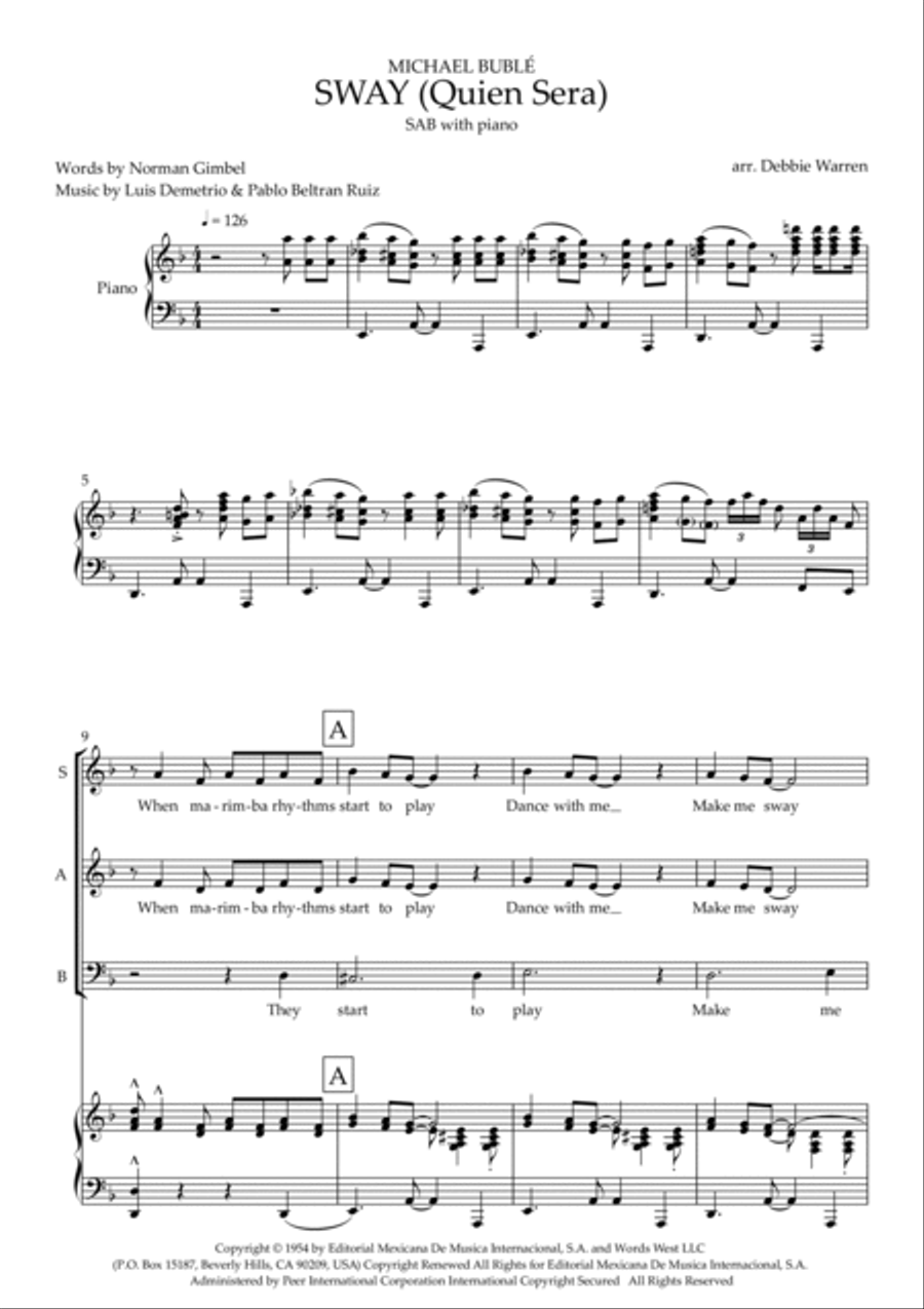 Sway (quien Sera) 3-Part scores gallery preview page 2