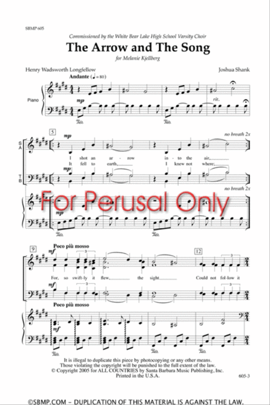 The Arrow and The Song - SATB Octavo 4-Part scores gallery preview page 2
