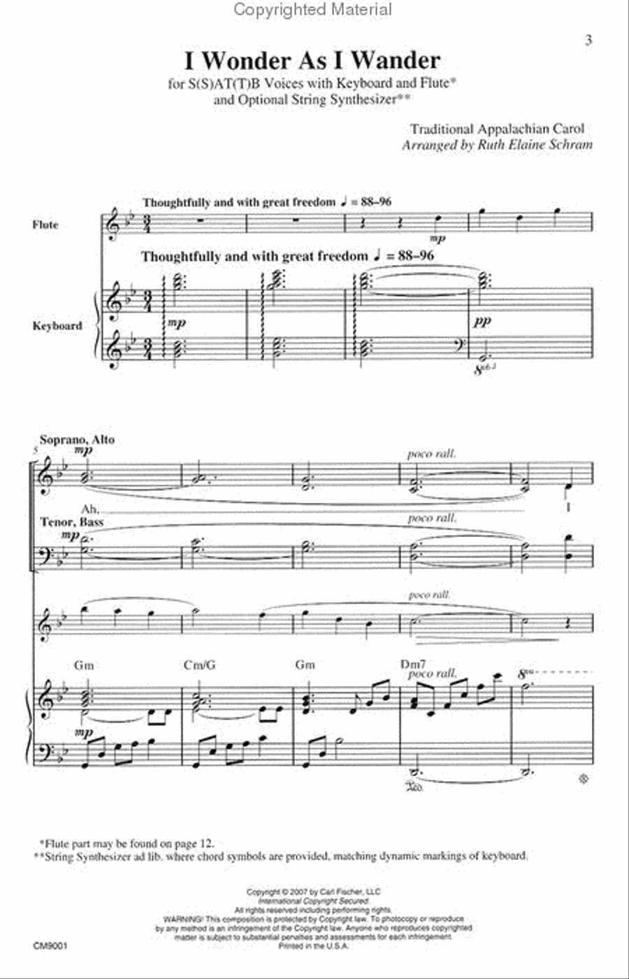 I Wonder As I Wander 4-Part scores gallery preview page 2