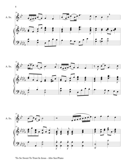 'TIS SO SWEET TO TRUST IN JESUS (Alto Sax/Piano and Sax Part) image number null