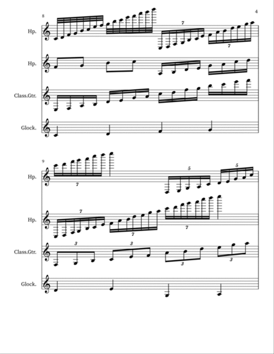 Z 112 for Harps, Classical Guitar & Glockenspiel Acoustic Guitar scores gallery preview page 4