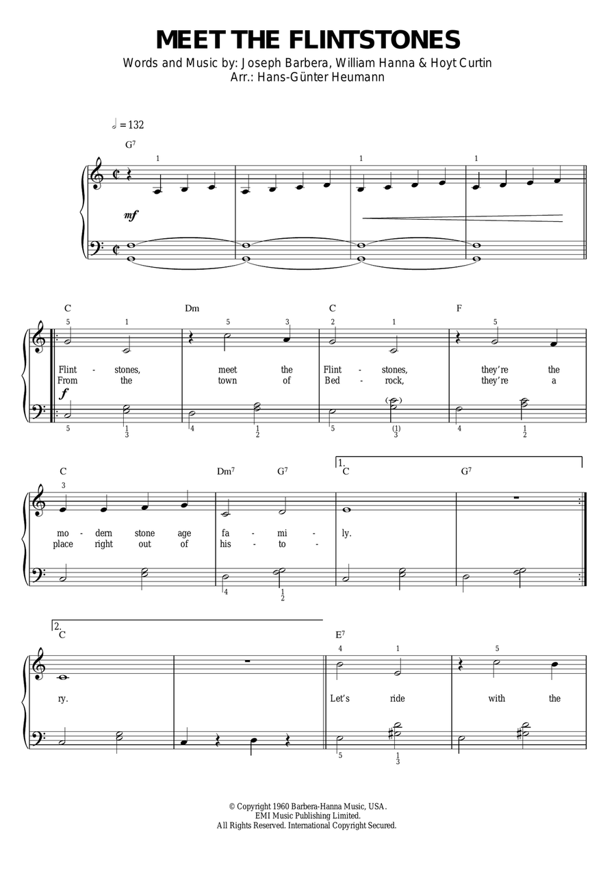 (Meet The) Flintstones Piano, Vocal scores gallery preview page 1