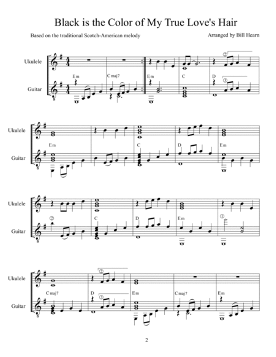 Black is the Color of My True Love's Hair Ukulele scores gallery preview page 2