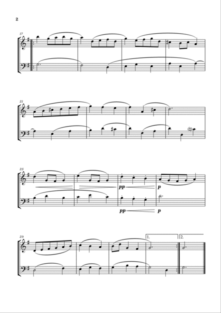 Bach,Anna Magdalena (Book) |Petzold, Minuet I — For Easy Flute and Bassoon Duet, Score and Parts Woodwind Duet scores gallery preview page 2