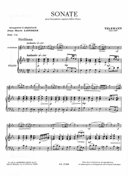 Sonata (soprano Saxophone And Piano)