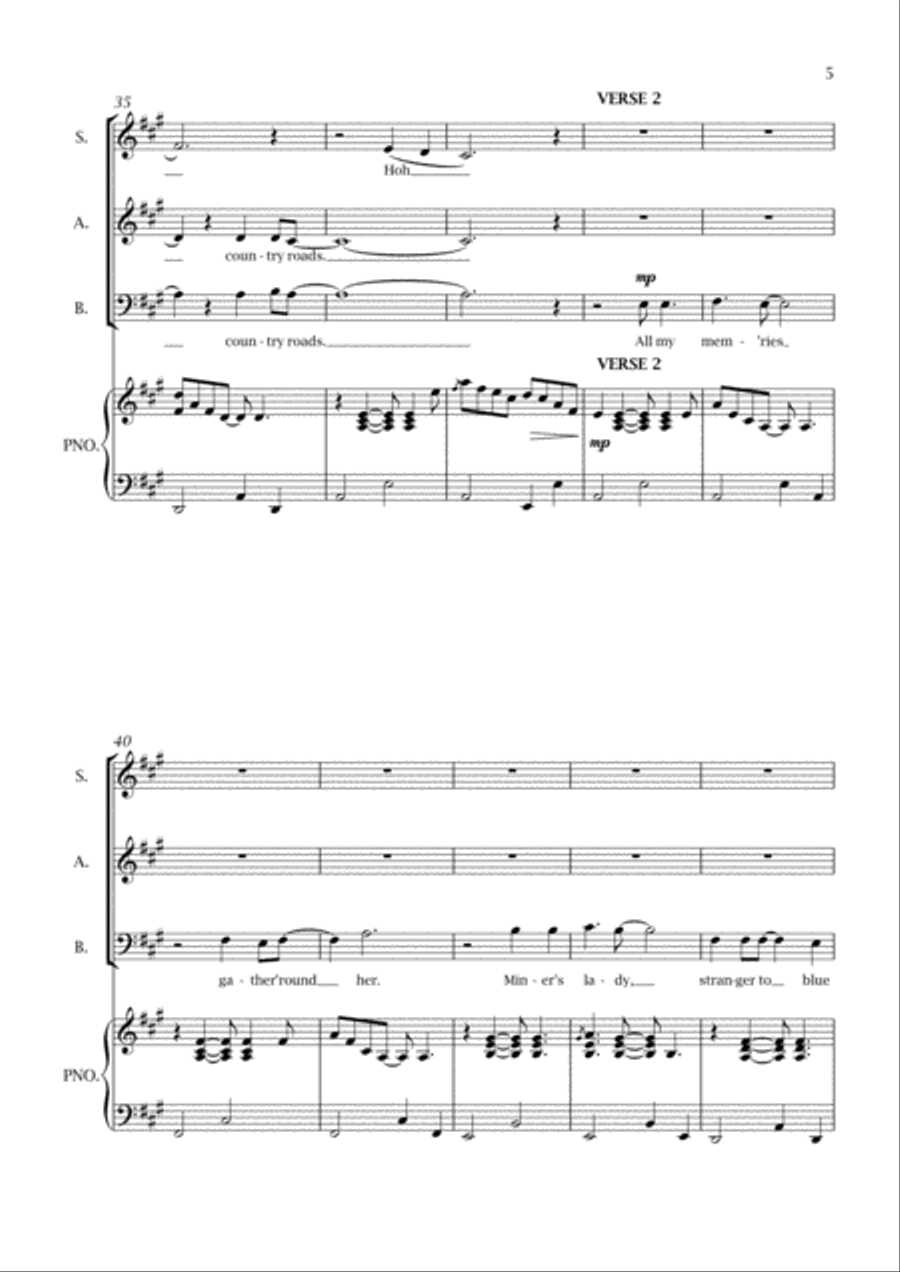 Take Me Home, Country Roads 3-Part scores gallery preview page 5