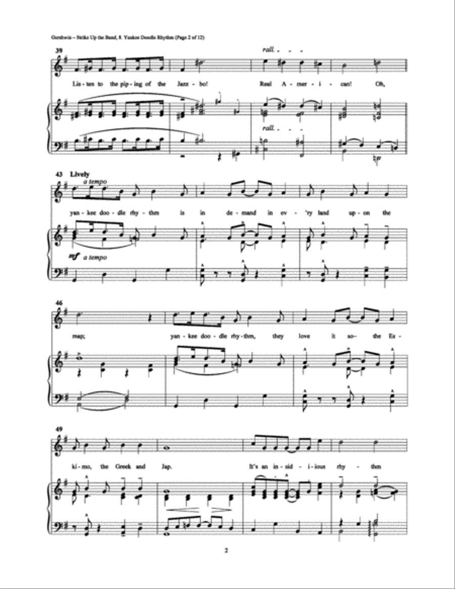 Yankee Doodle Rhythm Piano, Vocal, Guitar scores gallery preview page 2