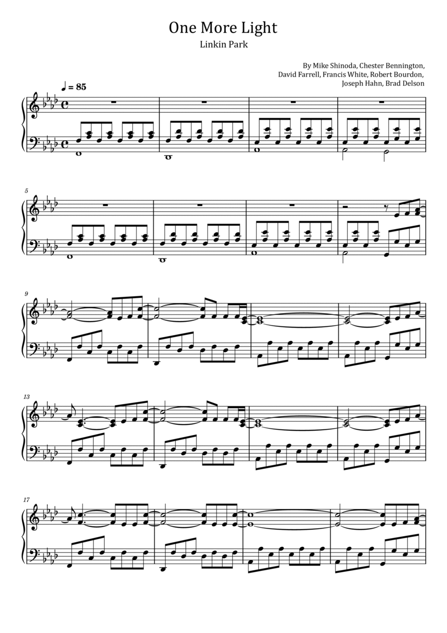 One More Light One More Light Piano Solo scores gallery preview page 1