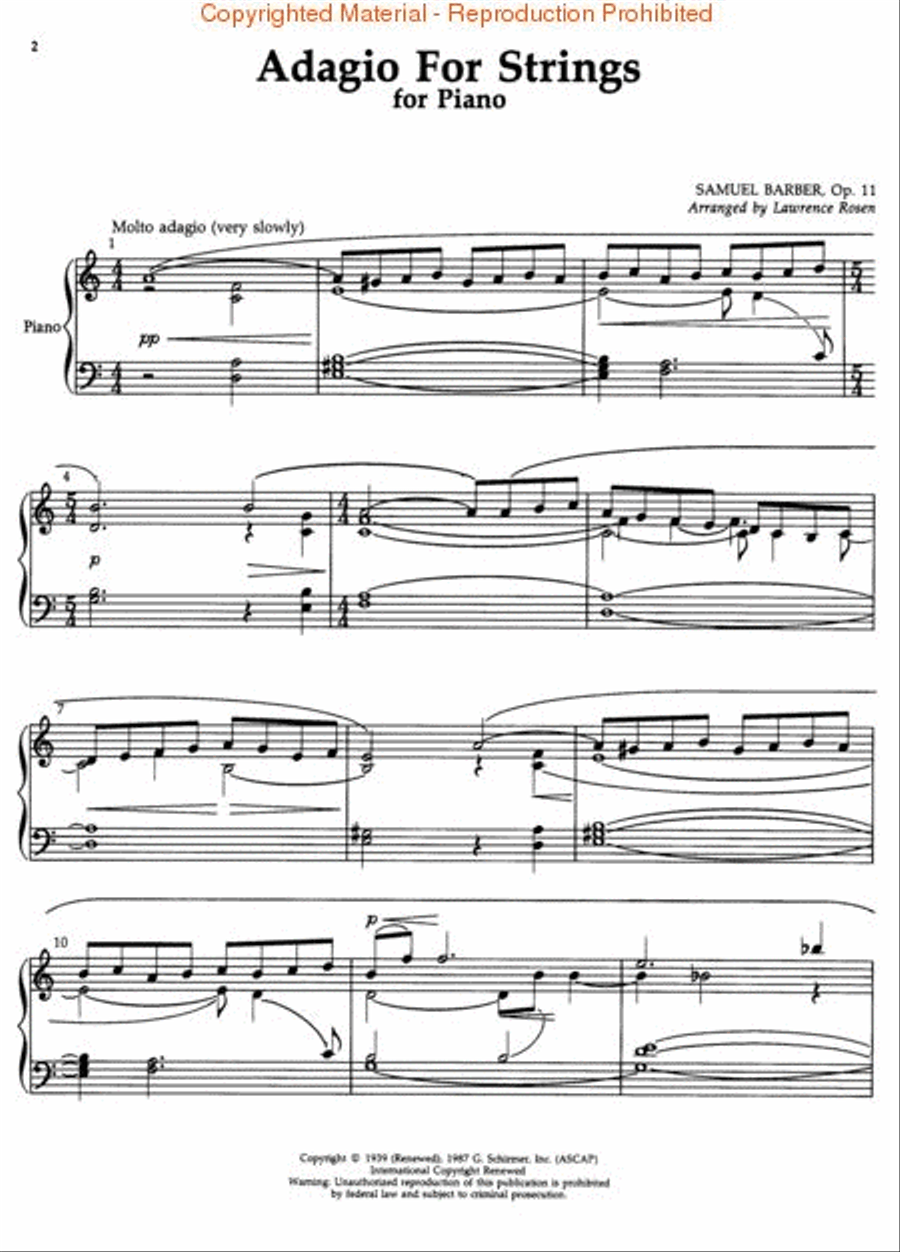 Adagio for Strings String Orchestra scores gallery preview page 2