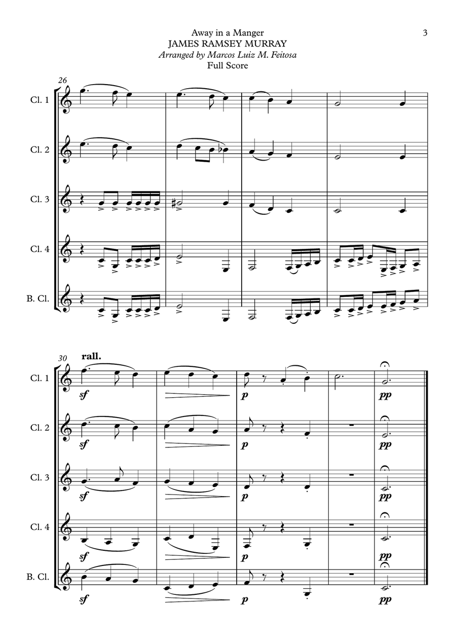 Away in a Manger - Clarinet Quintet Clarinet Quintet scores gallery preview page 5