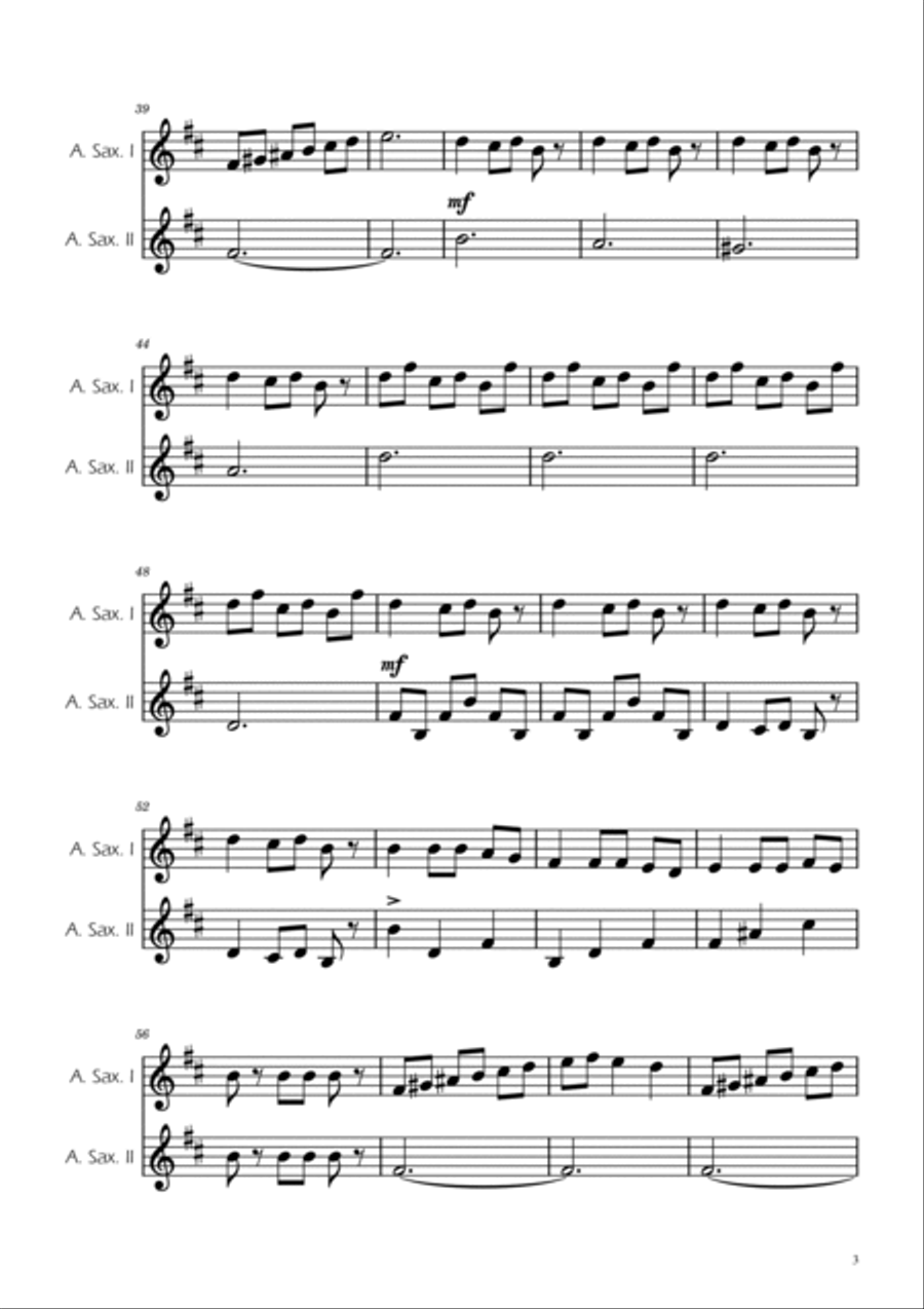 Carol of the Bells - Alto Sax Duet Woodwind Duet scores gallery preview page 3