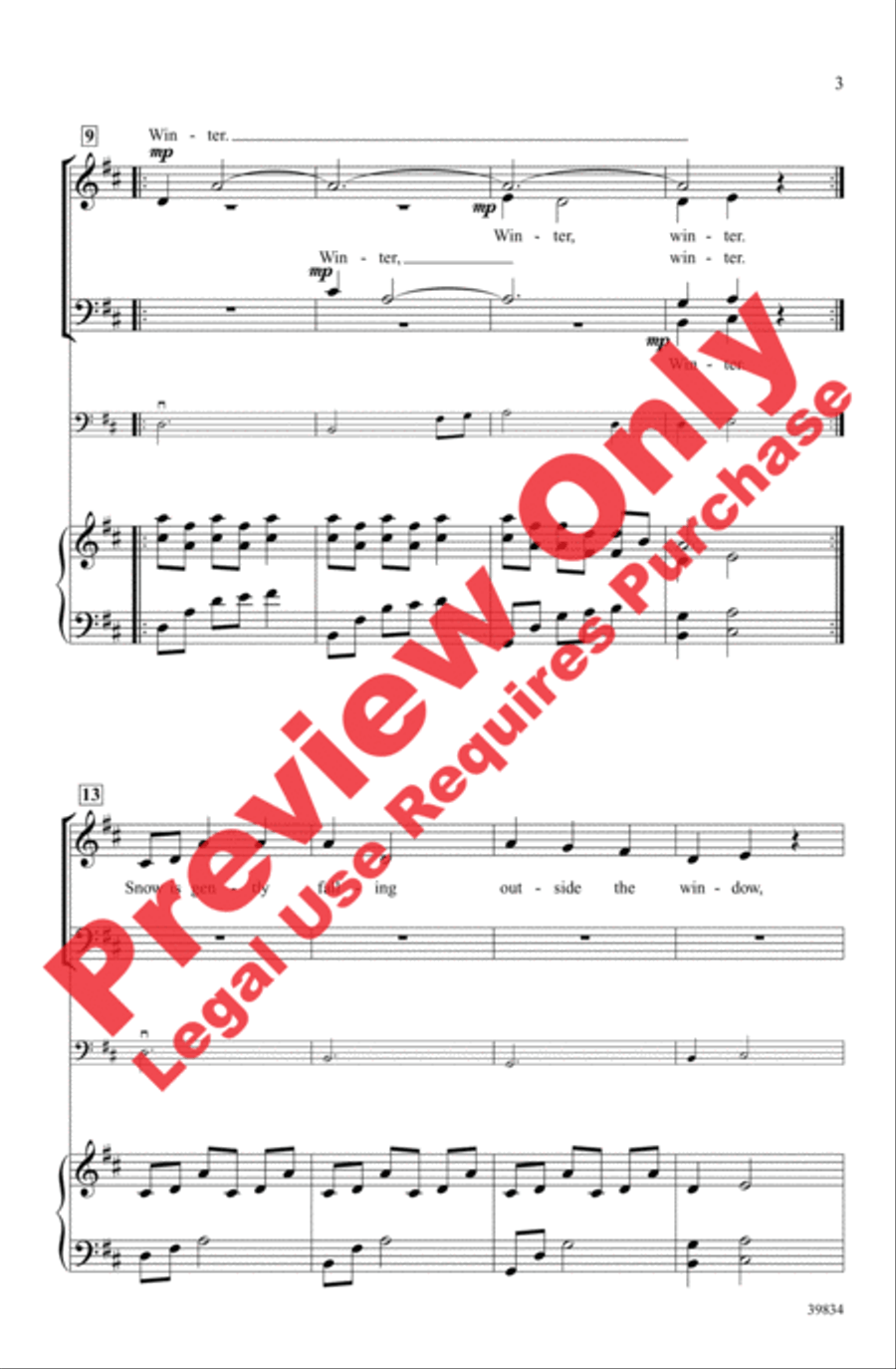 Under Winter Moon 4-Part scores gallery preview page 3