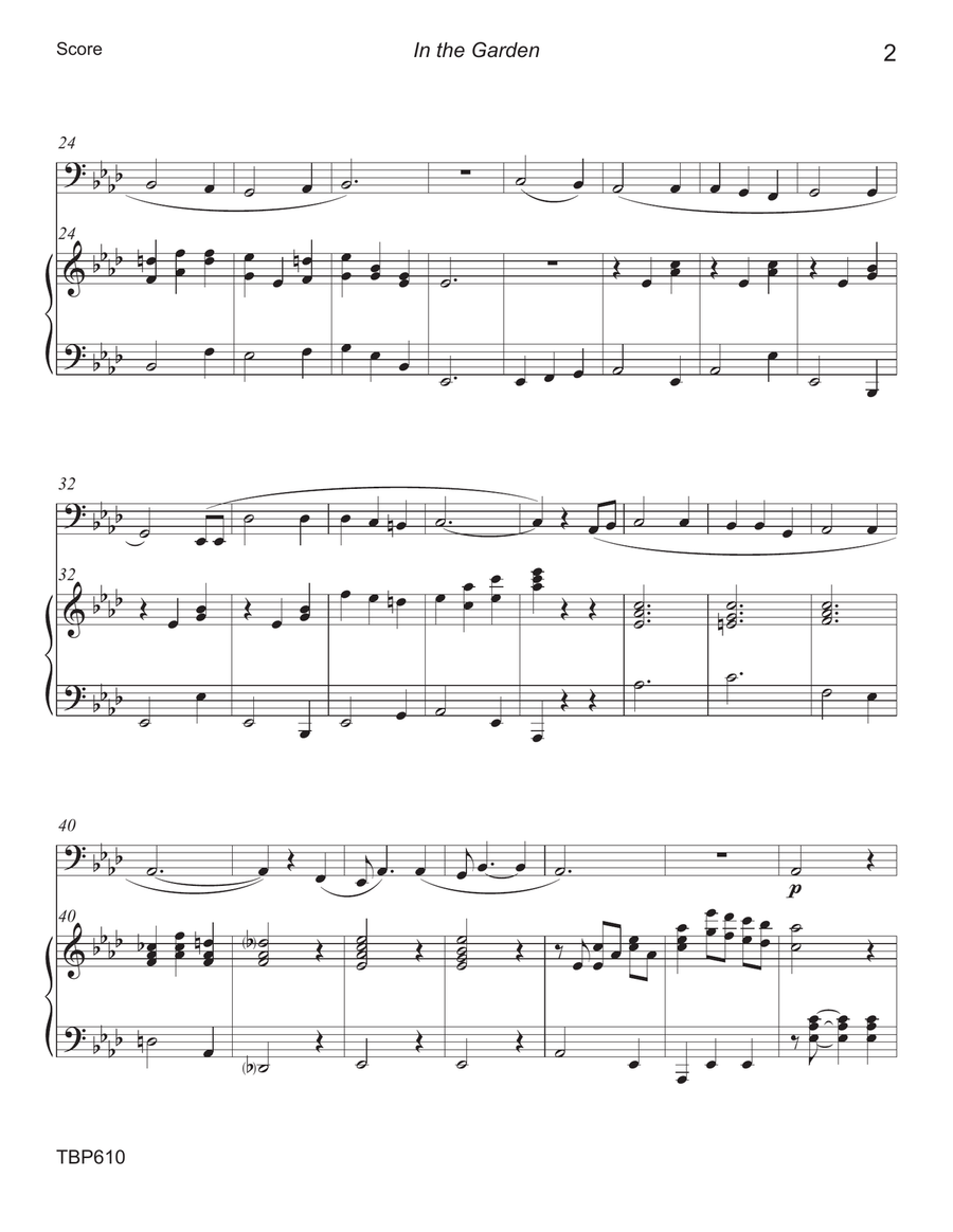IN THE GARDEN - TUBA SOLO with Piano Accompaniment - Medium Easy Piano scores gallery preview page 2
