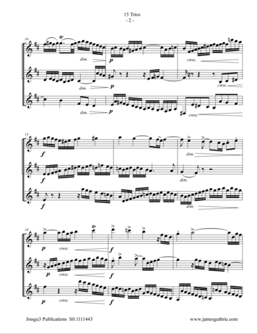 BACH: 15 Trios BWV 787-801 for Clarinet Trio Clarinet Trio scores gallery preview page 2