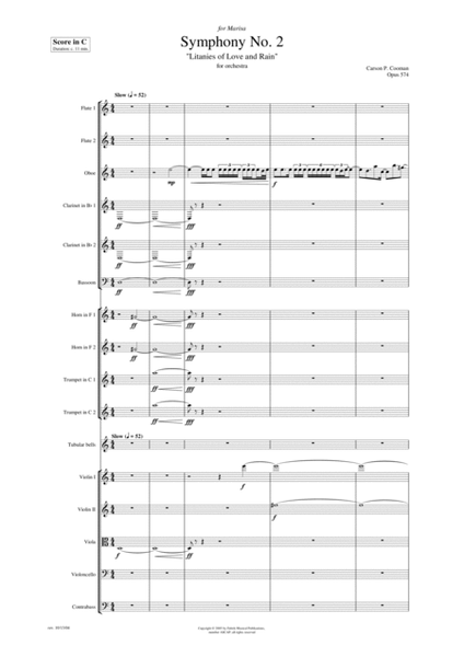 Symphony No. 2, "Litanies of Love and Rain" (2004) for orchestra, study score