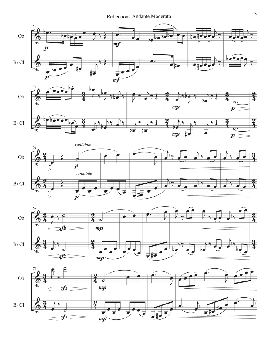 Reflections for Oboe and Bb Clarinet Woodwind Duet scores gallery preview page 6