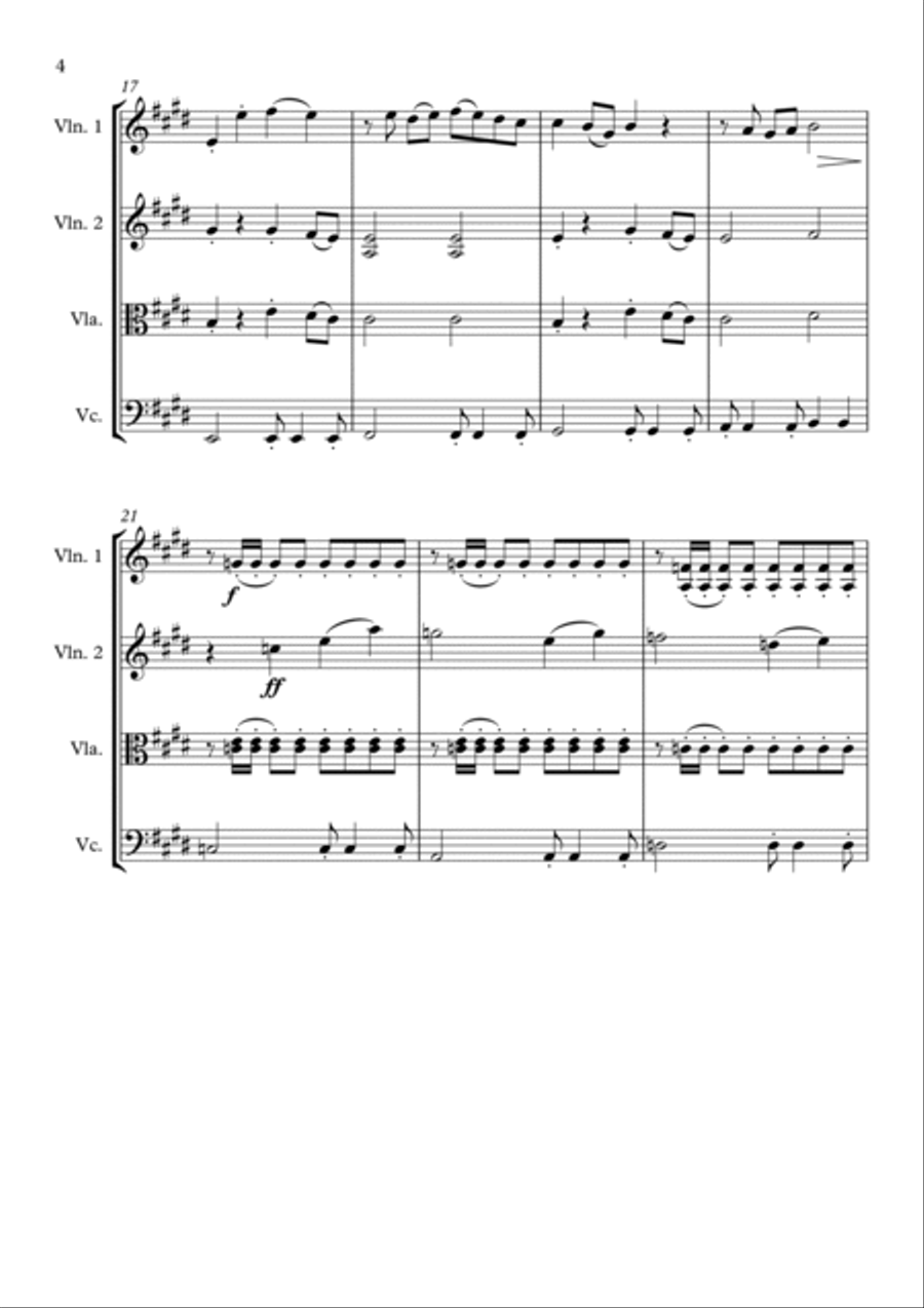 Uptown Girl Uptown Girl String Quartet scores gallery preview page 4