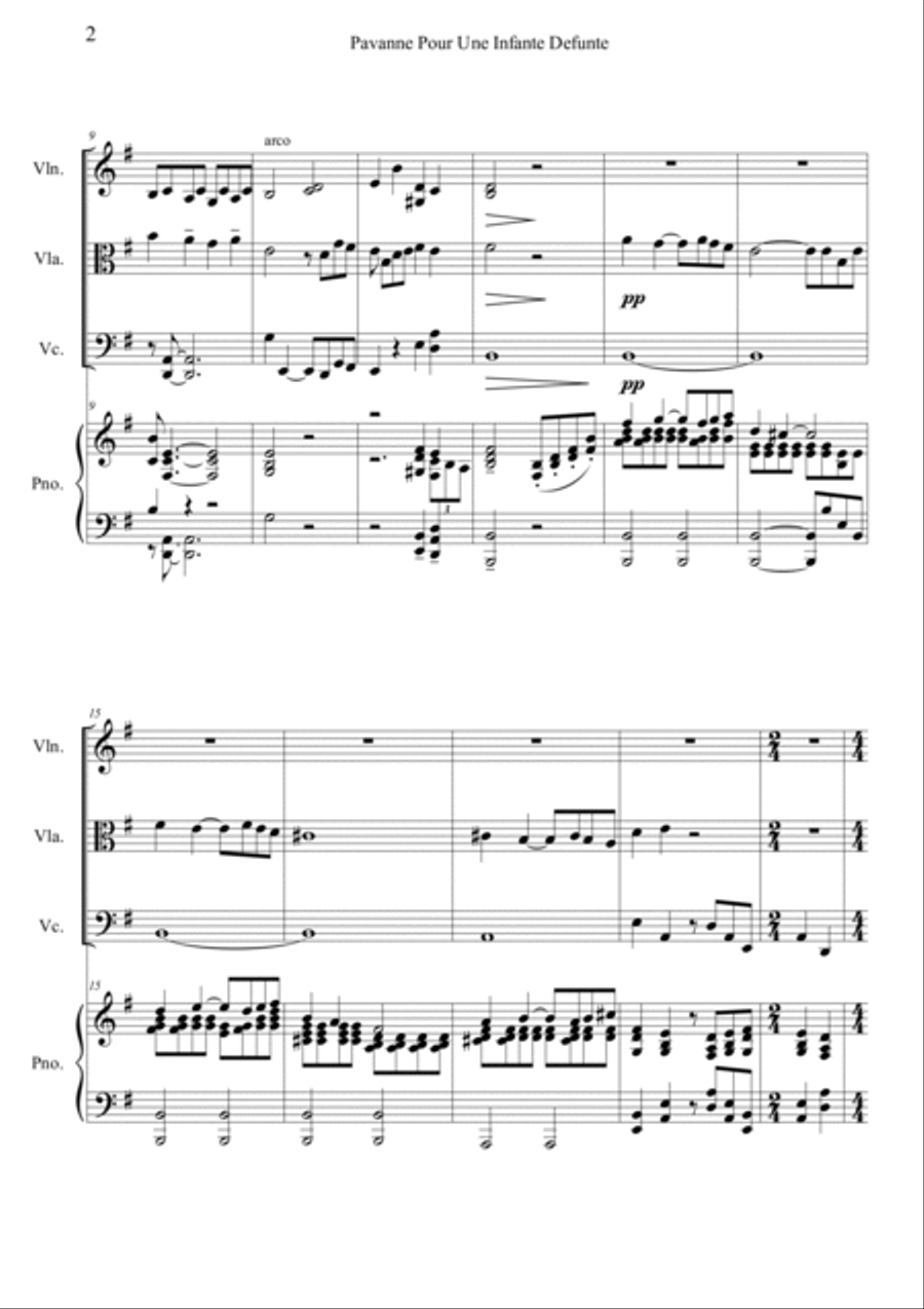 Pavanne Pour Une Infante Defunte Piano Quartet scores gallery preview page 2