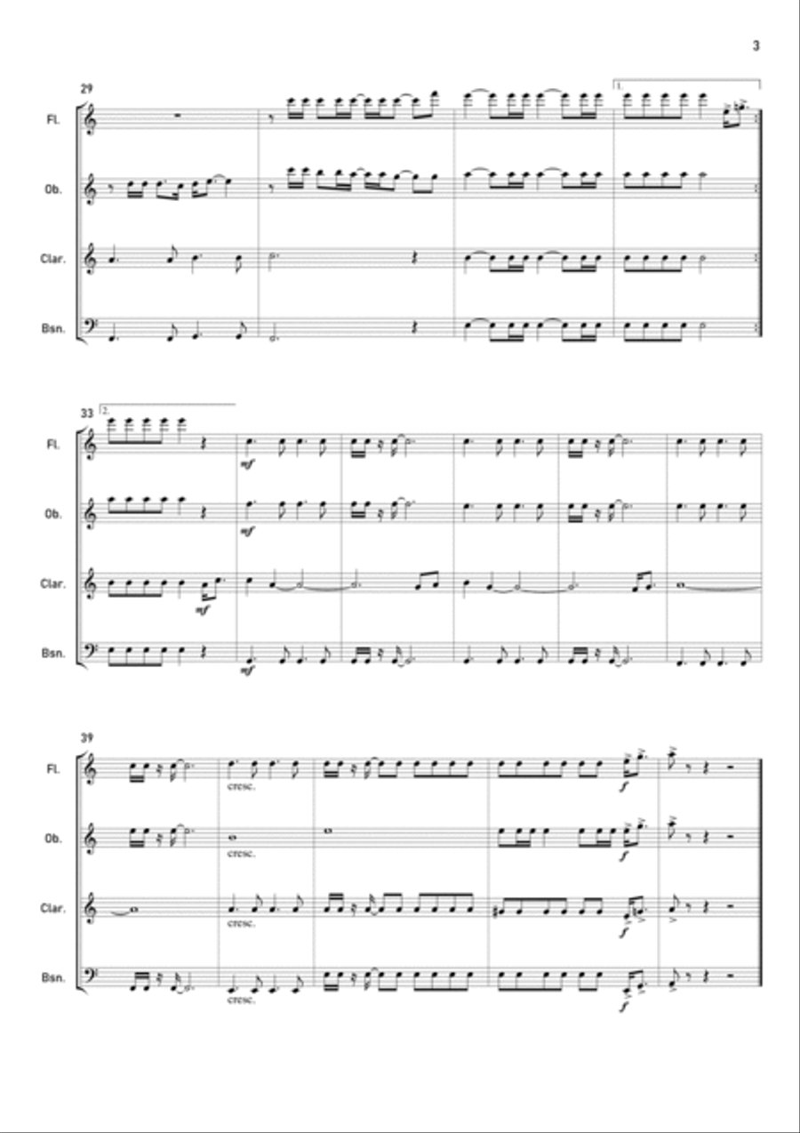 Gonna Fly Now Woodwind Quartet scores gallery preview page 3