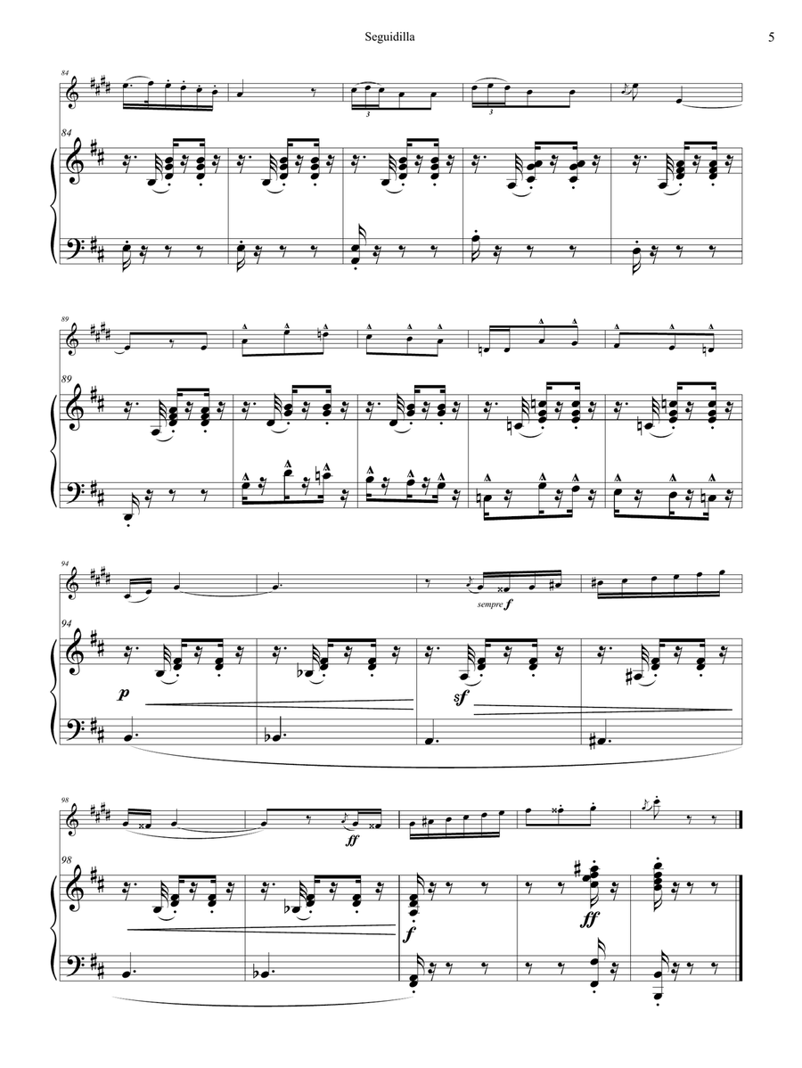 Bizet: Seguidilla from Carmen for Clarinet and Piano Clarinet Solo scores gallery preview page 5