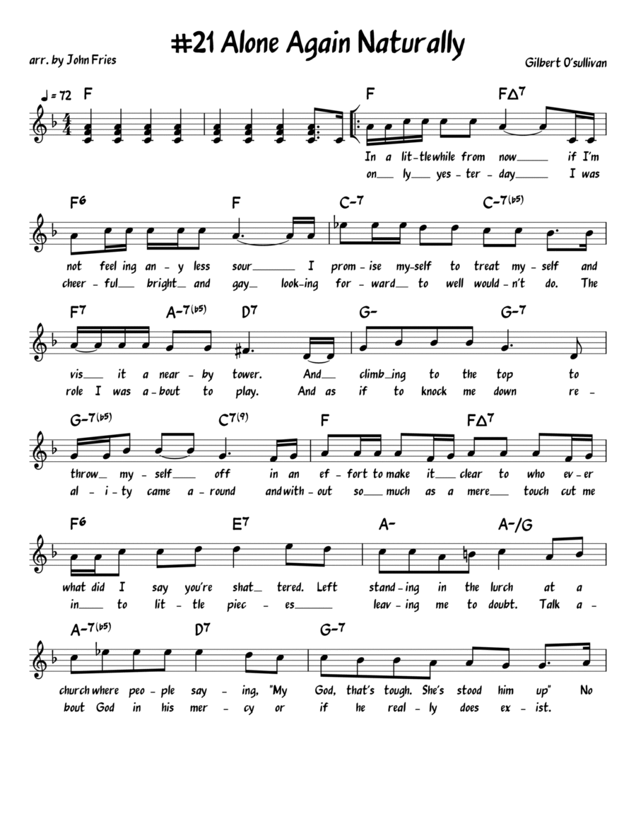 Alone Again (naturally) Piano, Vocal, Guitar scores gallery preview page 1