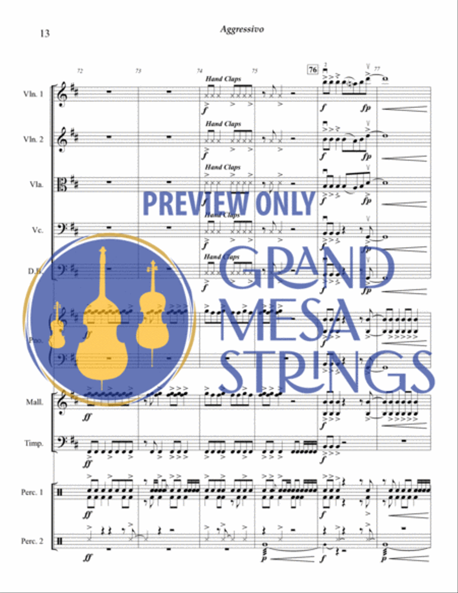 Aggressivo for Strings & Percussion String Orchestra scores gallery preview page 14