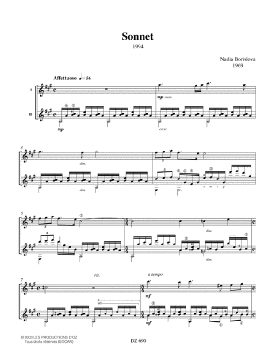 Sonnet Sonnet Classical Guitar scores gallery preview page 3