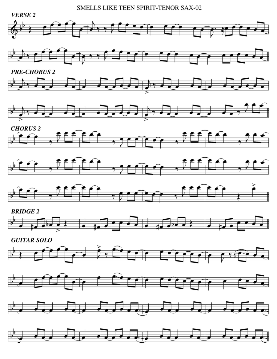 Smells Like Teen Spirit Tenor Saxophone scores gallery preview page 2