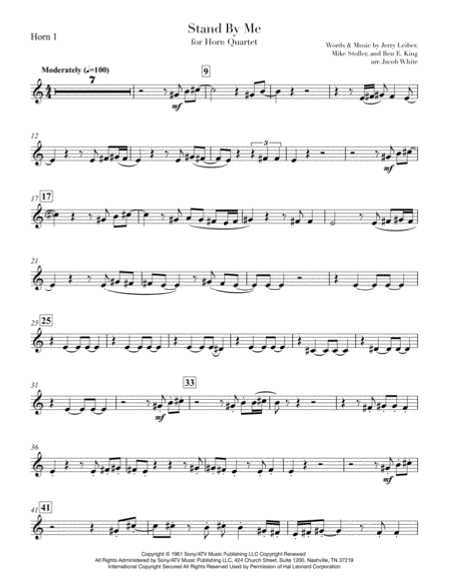 Stand By Me Brass Quartet scores gallery preview page 4