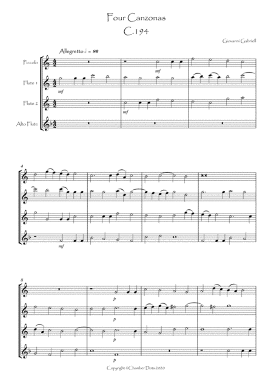 Four Canzonas Four Canzonas Woodwind Ensemble scores gallery preview page 2