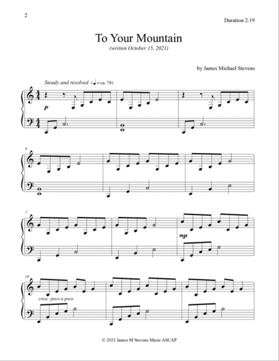 To Your Mountain Piano Solo scores gallery preview page 2