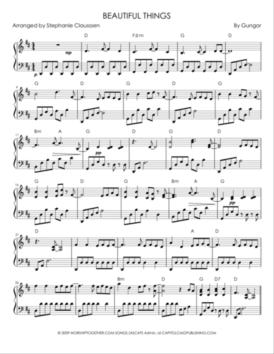 Beautiful Things Celtic Harp scores gallery preview page 2