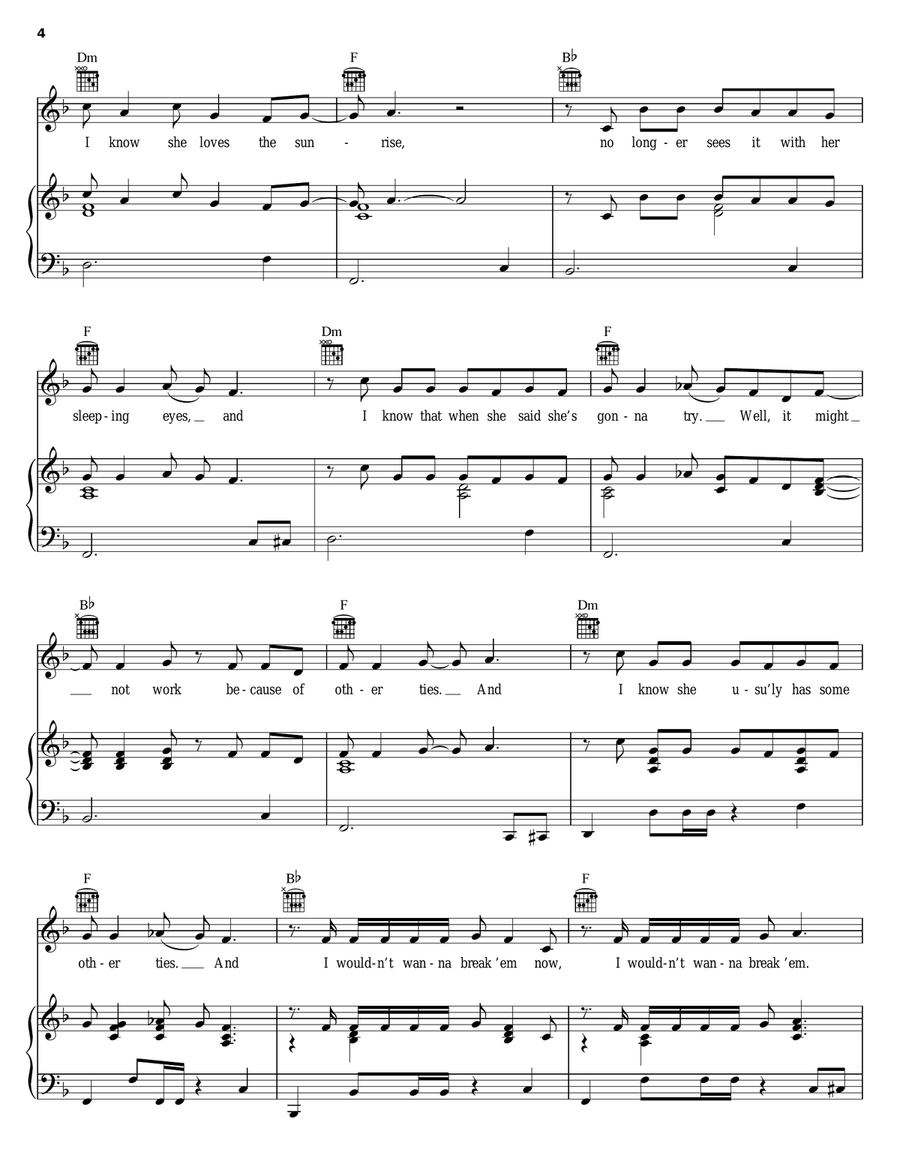 Flake Piano, Vocal, Guitar scores gallery preview page 4