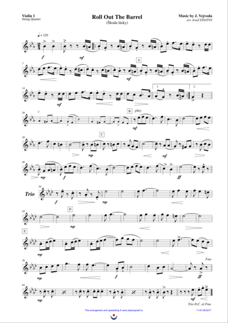 Roll Out The Barrel String Quartet scores gallery preview page 3