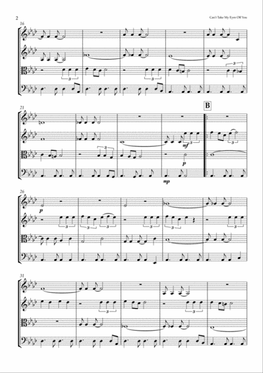 Can't Take My Eyes Off Of You String Quartet scores gallery preview page 2