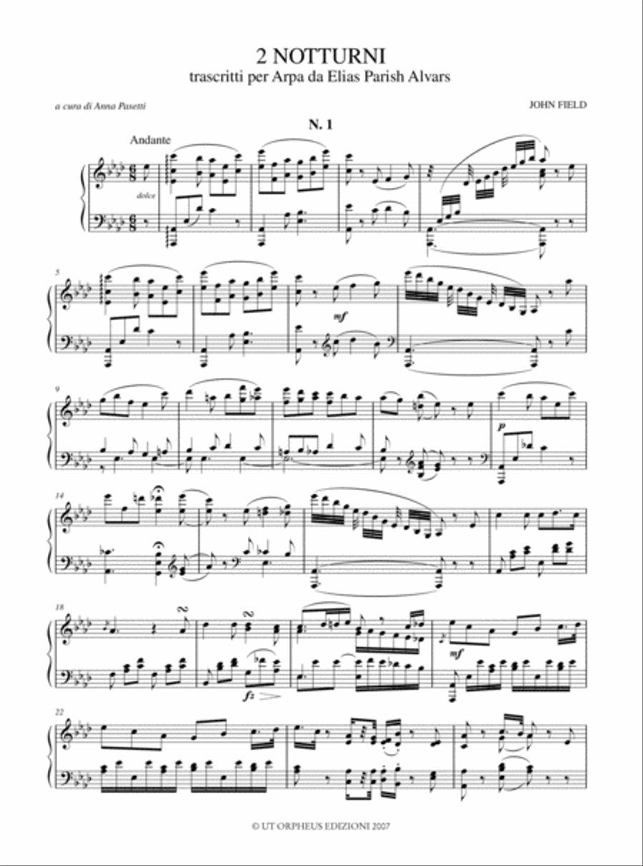 2 Nocturnes transcribed for Harp by Elias Parish Alvars Harp scores gallery preview page 2