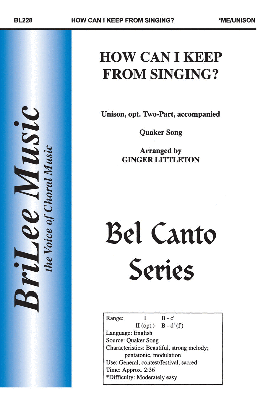 How Can I Keep From Singing? Choir scores gallery preview page 1