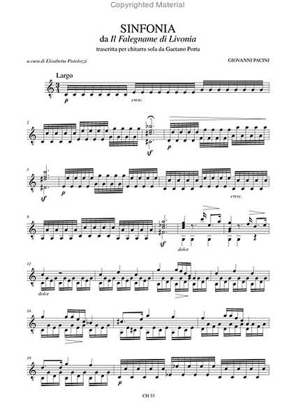 Il Falegname di Livonia. Sinfonia transcribed by Gaetano Porta for Guitar image number null