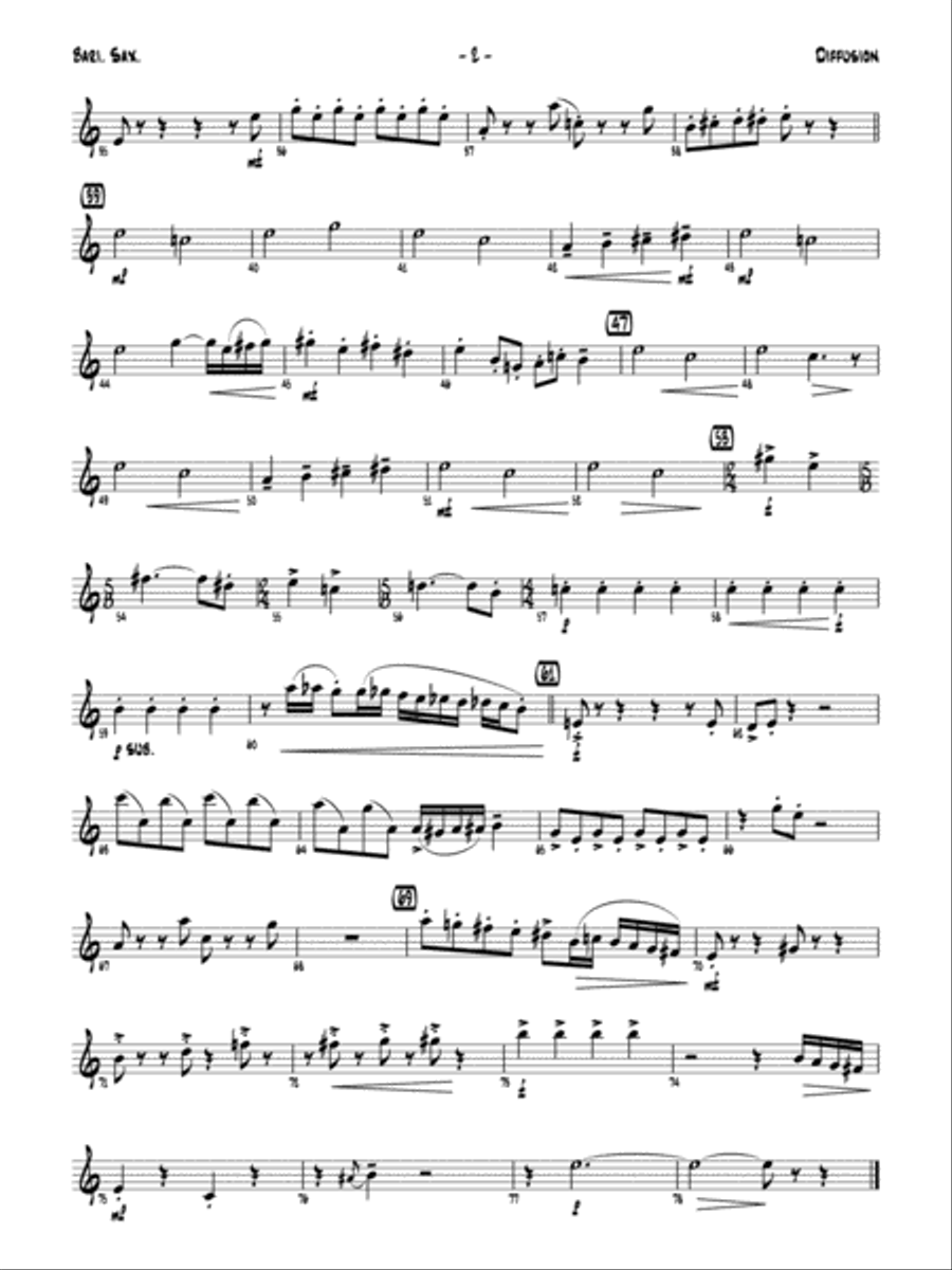 Diffusion for Sax Quartet: E-flat Baritone Saxophone Saxophone Quartet scores gallery preview page 3
