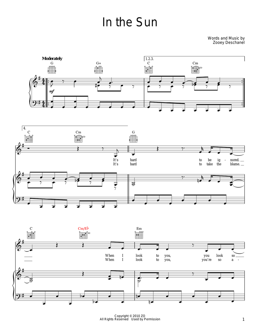 In The Sun Acoustic Guitar scores gallery preview page 1