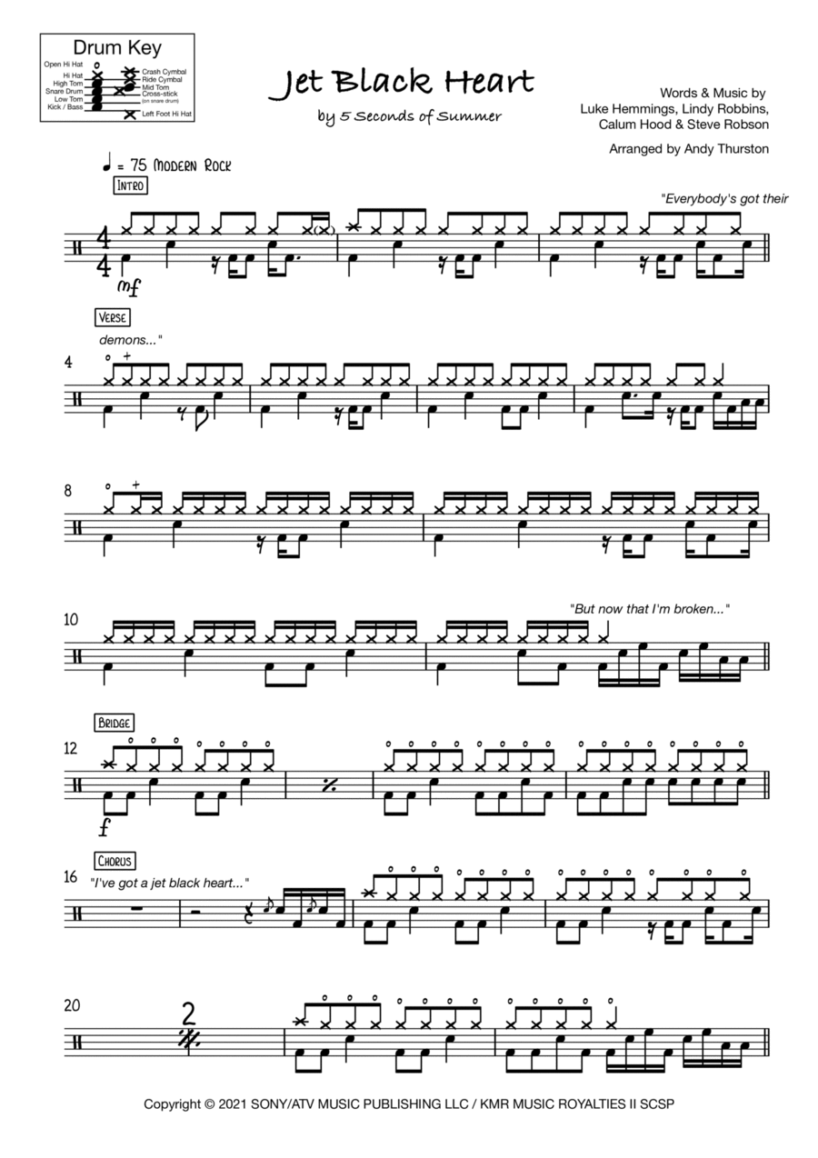 Jet Black Heart Drum Set scores gallery preview page 1