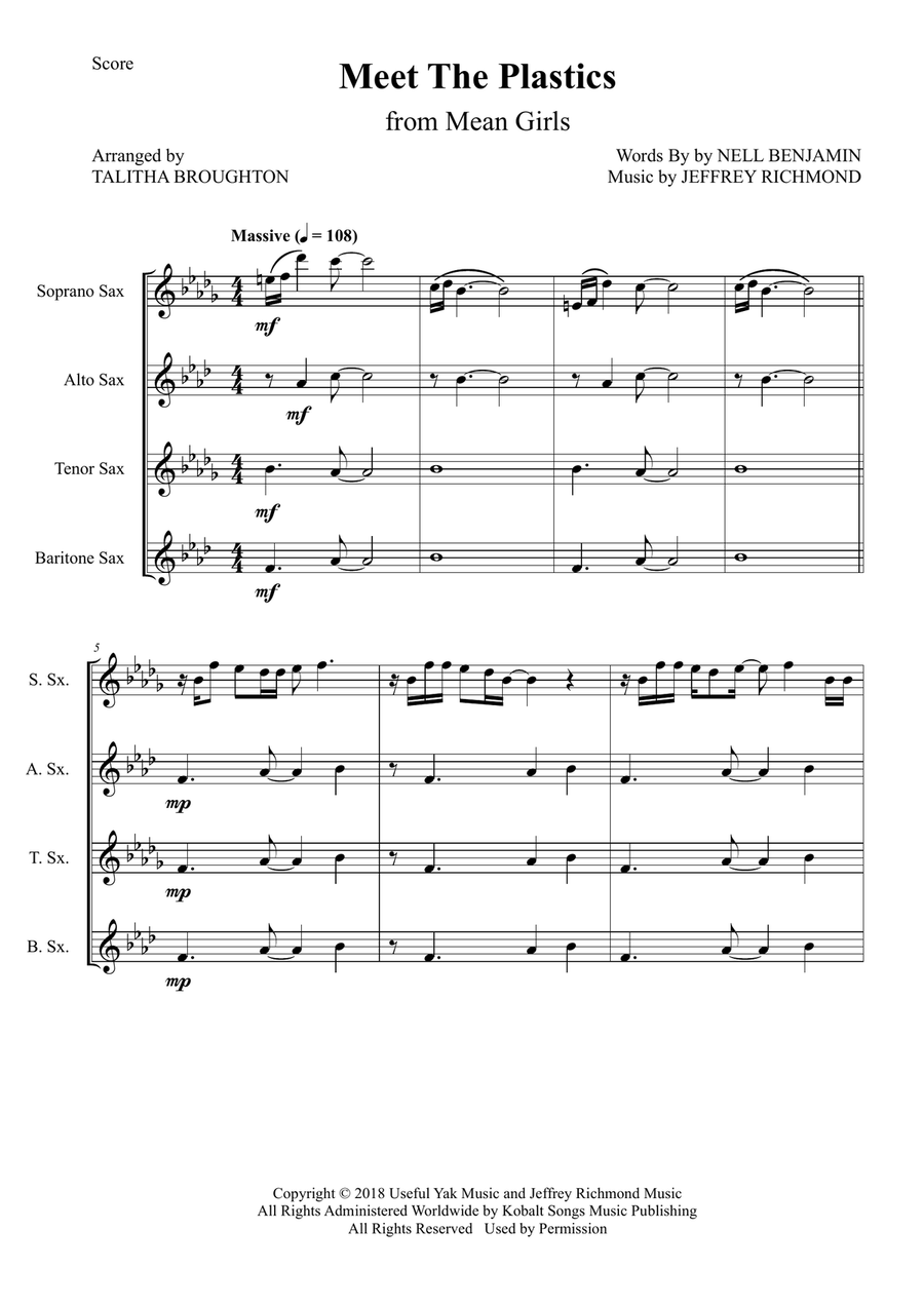 Meet The Plastics Saxophone Quartet scores gallery preview page 1