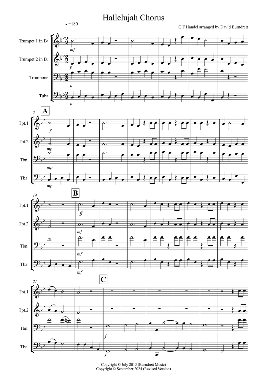 Hallelujah Chorus for Brass Quartet Hallelujah Chorus for Brass Quartet Brass Quartet scores gallery preview page 1