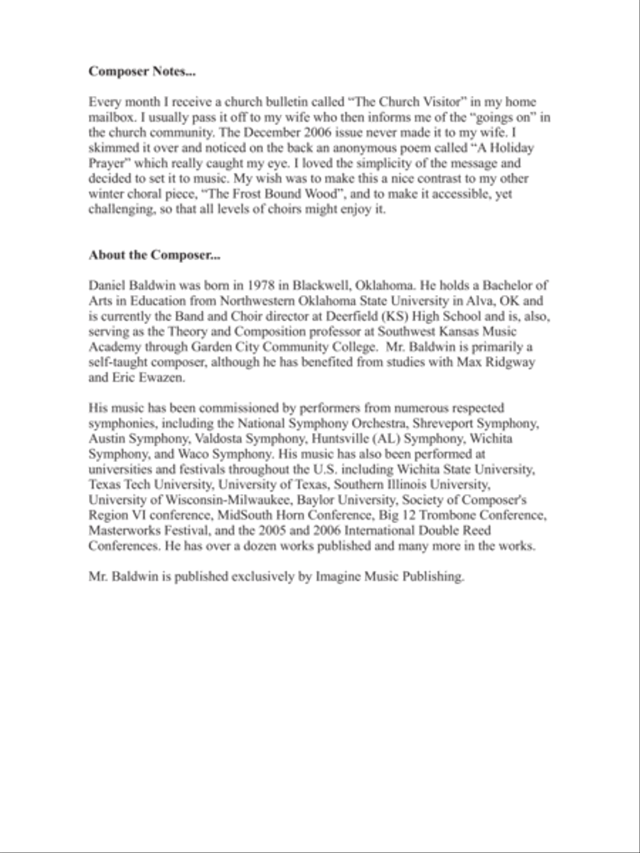 A Holiday Prayer A Holiday Prayer 4-Part scores gallery preview page 2