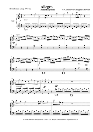 Allegro (Mozart) - pedal harp solo