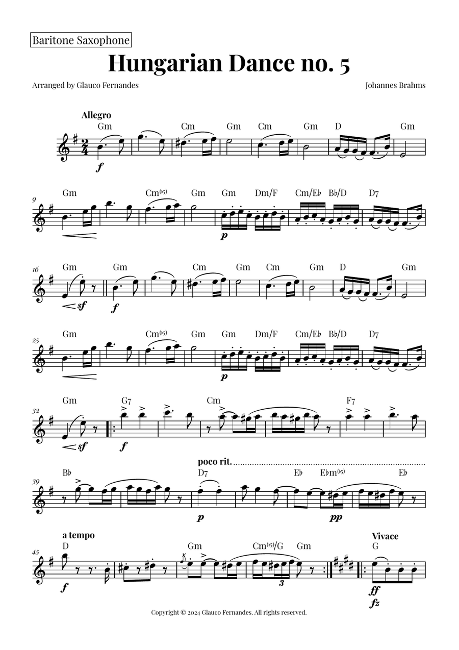 Hungarian Dance No. 5 Chamber Music scores gallery preview page 1
