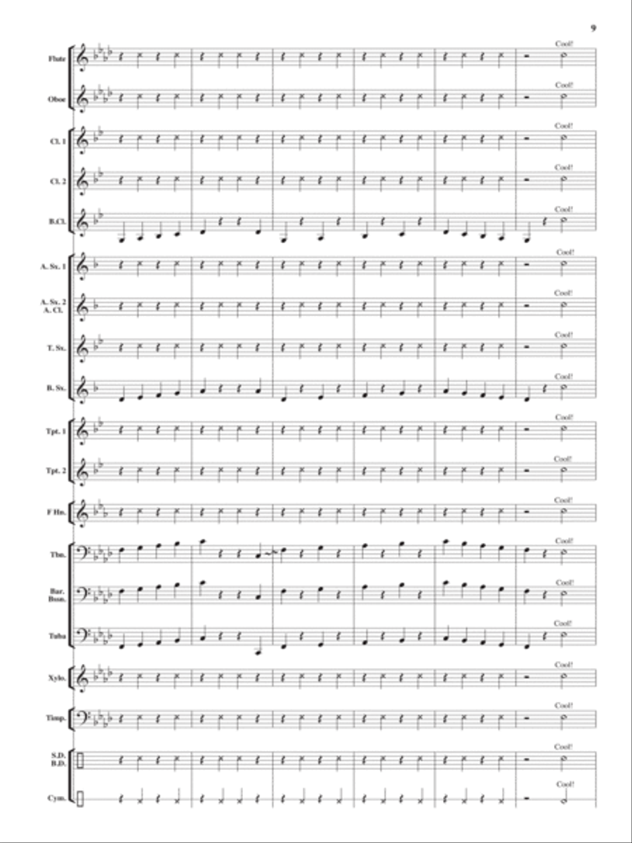 Cool Cat Shuffle Concert Band - Sheet Music page 9