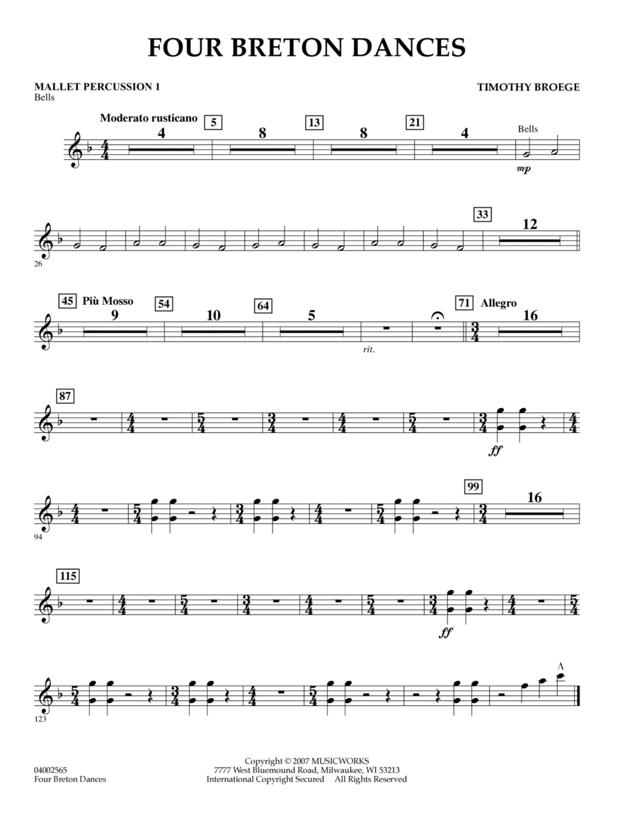 Four Breton Dances - Mallet Percussion 1 Percussion scores gallery preview page 1