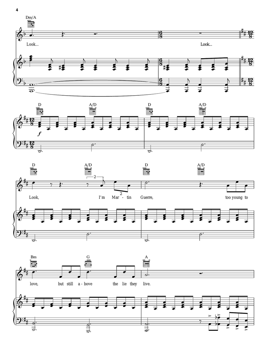 I'm Martin Guerre (from Martin Guerre) Piano, Vocal, Guitar scores gallery preview page 4